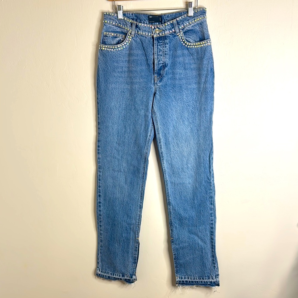 ASOS design Women's Blue Jeans‎ with Studded gem Details size 28 cute spring